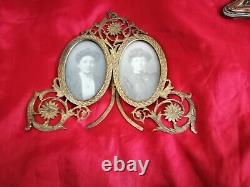 Beautiful Late Victorian, Original, Brass Double Picture/photo Frame