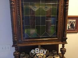 Beautiful Matching Pair Antique Stained Glass Hutches from the Late 1800s