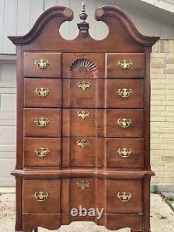 Beautiful Queen Anne Style Cherry Highboy Chest of Drawers, Late 20th Century