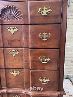 Beautiful Queen Anne Style Cherry Highboy Chest of Drawers, Late 20th Century