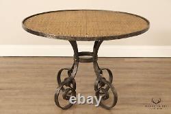 Biedermeier Style Forged Iron Base Round Dining Table