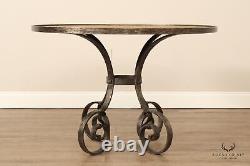 Biedermeier Style Forged Iron Base Round Dining Table