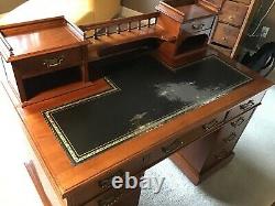 British Mahogany pedestal desk with Leather Inset Late 19th Century