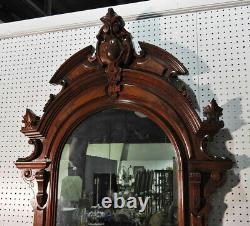 Burled Walnut Marble Top Late Victorian Mirrored Dresser with Mirror circa 1890s