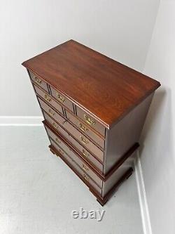 CRAFTIQUE Solid Mahogany Chippendale Style Chest on Chest with Ogee Feet