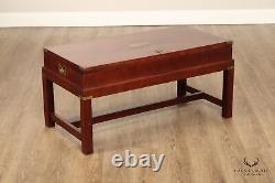 Campaign Style Vintage Lift Top Chest On Frame Coffee Table