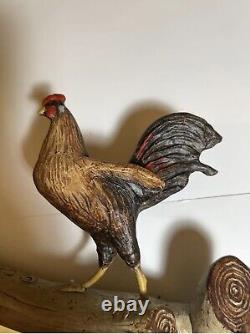 Carvers Guild Roosters With Wheat Sheaves Mirror Signed