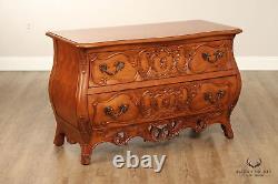 Century Furniture'Coeur de France' Pair of Carved Cherry Bombe Chests