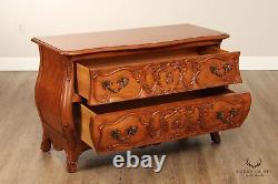 Century Furniture'Coeur de France' Pair of Carved Cherry Bombe Chests