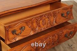 Century Furniture'Coeur de France' Pair of Carved Cherry Bombe Chests