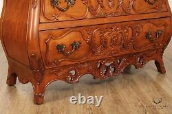 Century Furniture'Coeur de France' Pair of Carved Cherry Bombe Chests