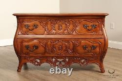 Century Furniture'Coeur de France' Pair of Carved Cherry Bombe Chests