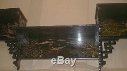 China chinese lacquered black hanging shelf late 19 century hand paint oriental