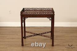 Chinese Chippendale Style Carved Mahogany Tea Table