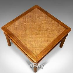 Chinese Elm and Rattan Coffee Table, Side, Lamp, Late 20th Century