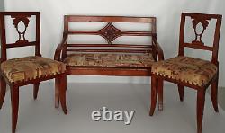 Chippendale Style Carved Mahogany Children's or Doll Side Settee with 2 Chairs