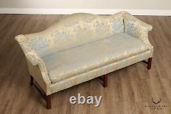 Chippendale Style Vintage Mahogany Rolled Arm Camelback Sofa