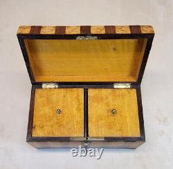 Choice c. 1840 Double Tea Caddy Bird's-Eye Maple, Rosewood, Gilt-Bronze Handle