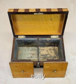 Choice c. 1840 Double Tea Caddy Bird's-Eye Maple, Rosewood, Gilt-Bronze Handle