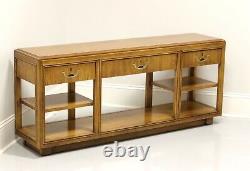 DREXEL HERITAGE Oak Campaign Style Console Table / Media Stand
