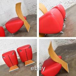 Dauphin BOBO Postmodern Accent Chairs by Dietmar Sharping Red Leather & Maple