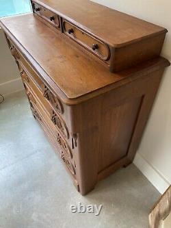 Dresser, Antique Oak with Carved Oak Leaf handles Late 1800's