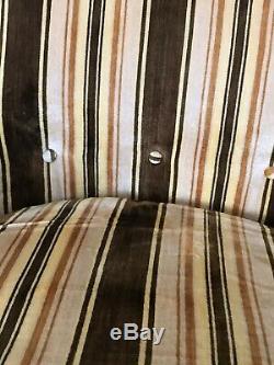 Drexel Heritage Furnishings Late Mid Century Brown Strip Velvet Accent Chairs