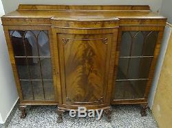 EXQUISITE ANTIQUE LATE 19c CHIPPENDALE REVIVAL MAHOGANY VENNEER CHINA CABINET