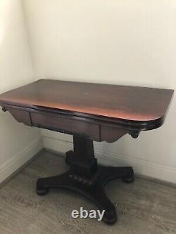 Early 19th Century Regency Rosewood Card Table with Storage Drawer, Felt Lining