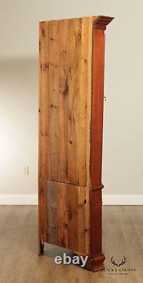Early American Colonial Style Cherry Illuminated Corner Cabinet
