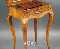 Elegant Late 19th c. French Marquetry Ladies Vanity Table