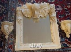 Elephant Head Wall Mirror 2 Wall Sconce Candelabras White Polystone Wall Sconces