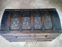 Embossed Tin floral Late 1800 Steamer Trunk