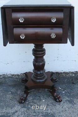 Empire Late 1800s Drop Leaf Mahogany Nightstand Side End Table 3575