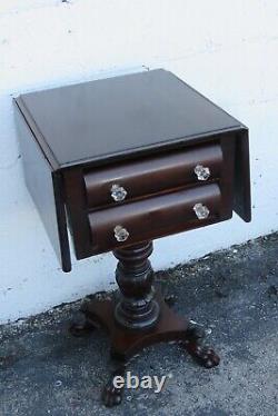 Empire Late 1800s Drop Leaf Mahogany Nightstand Side End Table 3575
