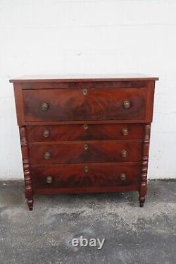 Empire Late 1800s Flame Mahogany Tall Wide Chest of Drawers 4030