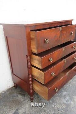 Empire Late 1800s Flame Mahogany Tall Wide Chest of Drawers 4030