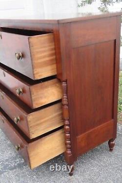 Empire Late 1800s Flame Mahogany Tall Wide Chest of Drawers 4030