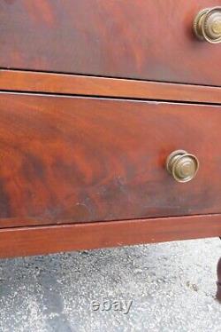 Empire Late 1800s Flame Mahogany Tall Wide Chest of Drawers 4030