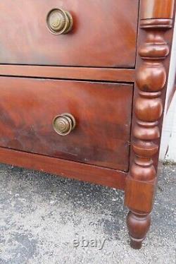 Empire Late 1800s Flame Mahogany Tall Wide Chest of Drawers 4030