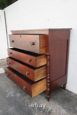 Empire Late 1800s Flame Mahogany Tall Wide Chest of Drawers 4030