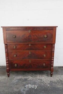 Empire Late 1800s Flame Mahogany Tall Wide Chest of Drawers 4030