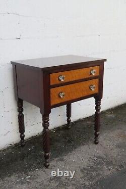 Empire Late 1800s Nightstand Side End Bedside Table with Glass Handles 5622