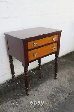 Empire Late 1800s Nightstand Side End Bedside Table with Glass Handles 5622