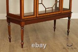 English Edwardian Style Mahogany & Satinwood Inlaid Curio Cabinet