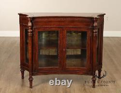 English Regency Style Leather Display Console Cabinet or Bookcase