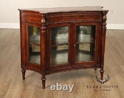 English Regency Style Leather Display Console Cabinet or Bookcase