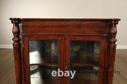 English Regency Style Leather Display Console Cabinet or Bookcase