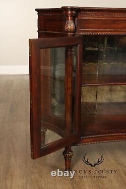 English Regency Style Leather Display Console Cabinet or Bookcase