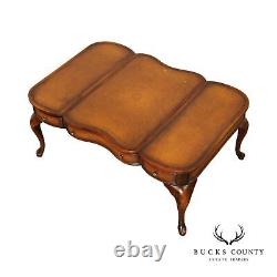 English Regency Style Leather Top Cocktail and Games Table